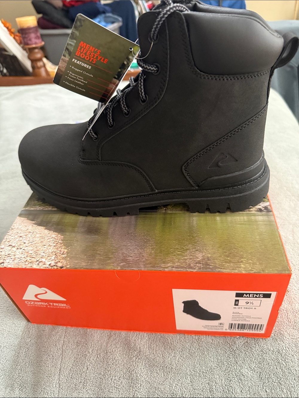 Ozark Trail Men's Black Lace-Up Padded Collar Work Boots
